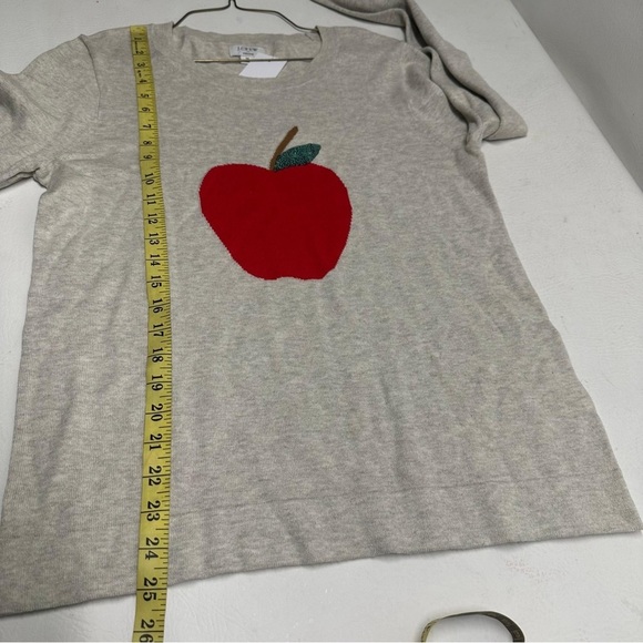 J.Crew factory teddy teacher Apple Design gray Sweater nwt sz M - Picture 9 of 13